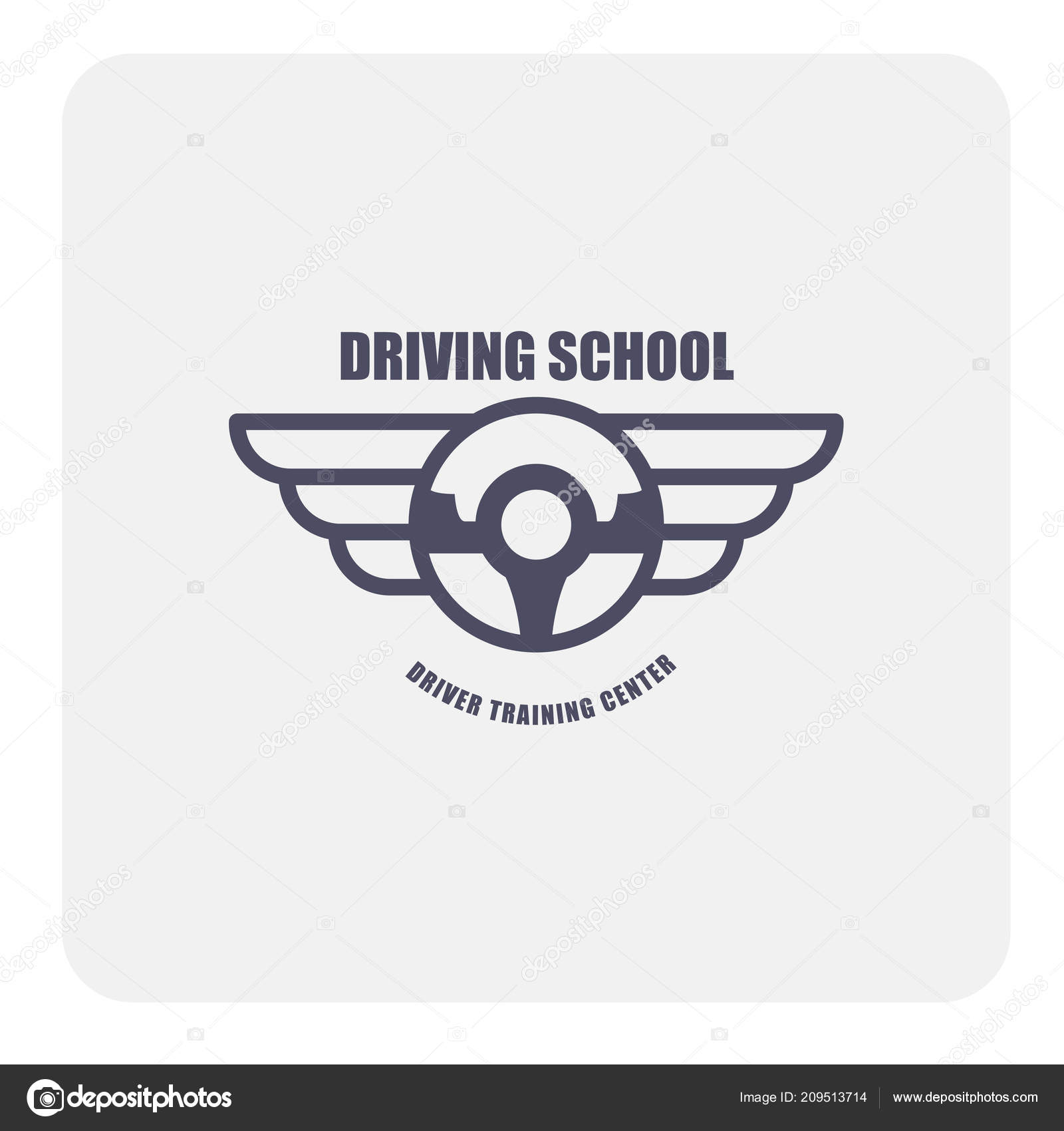 Driving School Emblem Winged Steering Wheel Stock Vector Image By C Gomixer