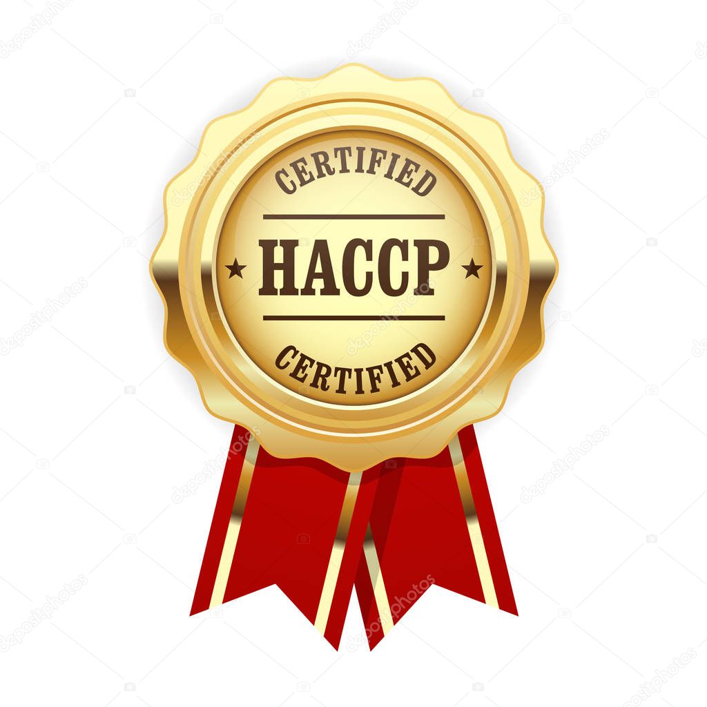 HACCP certified site sign - quality standard golden rosette 