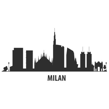 Milan şehir manzarası - cityscape siluet simge ile