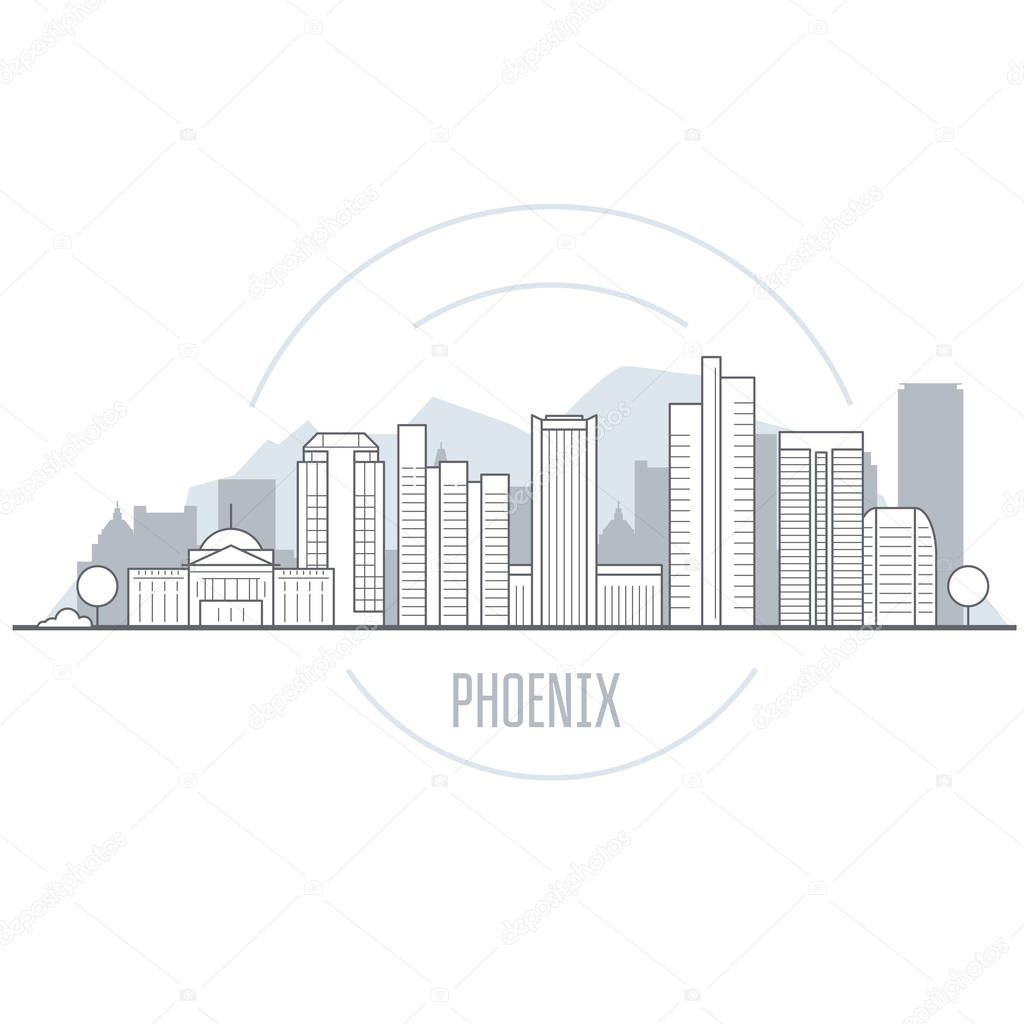 Phoenix city skyline - towers and landmarks of Arizona, cityscape