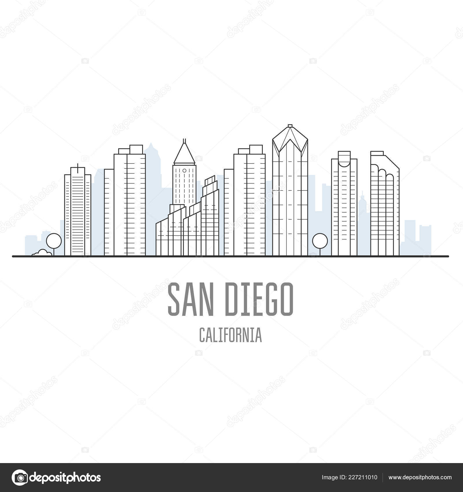 images San Diego Skyline Drawing depositphotos