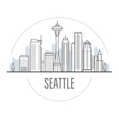 Seattle şehir manzarası - kuleleri ve sınır taşı-in Seattle, cityscape