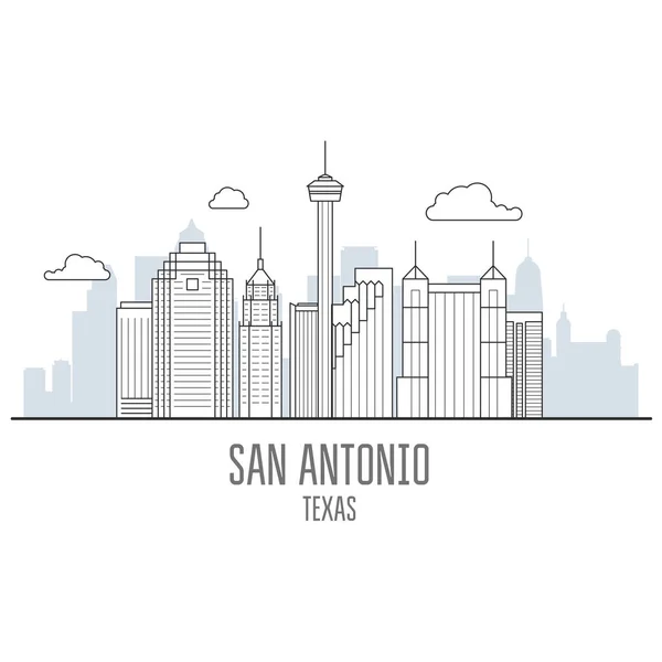 Skyline Van Stad Van San Antonio Wolkenkrabbers Bezienswaardigheden Van San — Stockvector