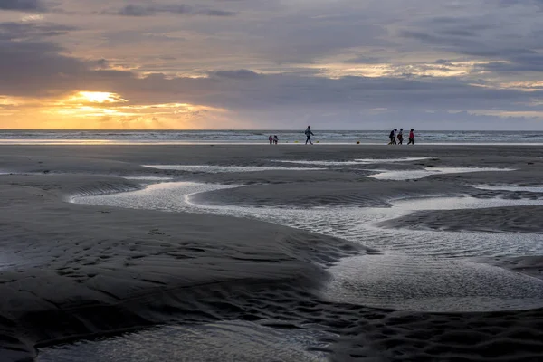 Pôr Sol Berck Beach Verão Foto Alta Qualidade — Fotografia de Stock