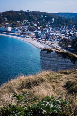 Falaise dEtretat, Normandiya, Fransa. Etretat Kayalıkları