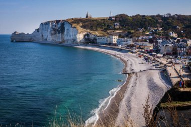 Falaise dEtretat, Normandiya, Fransa. Etretat Kayalıkları