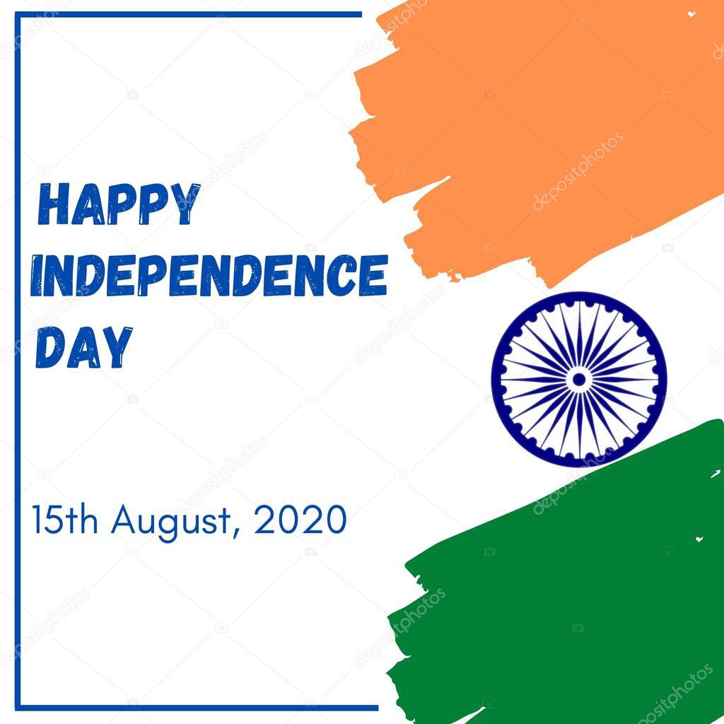 Illustration design of upcoming independence day with national flag on 15th August, 2020