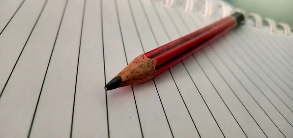 Defterin üzerinde bir kalem. Eğitim, sanat, çizim kavramı