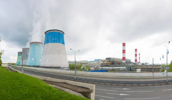 Cooling Towers Thermal Power Plant Sunny Summer Day — Stock Photo, Image