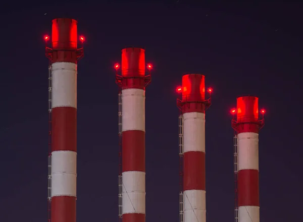 Pipes Thermal Power Plant City Evening — Stock Photo, Image