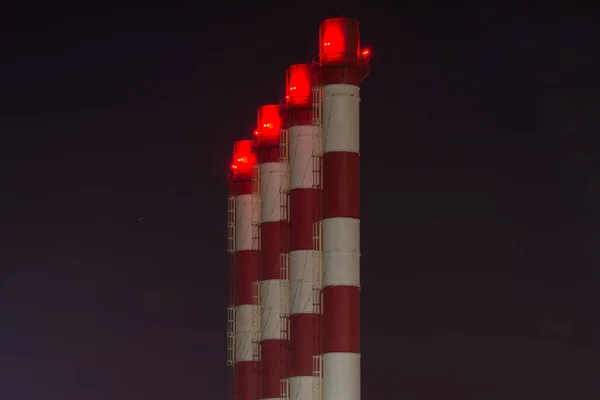 Pipes Thermal Power Plant City Evening — Stock Photo, Image