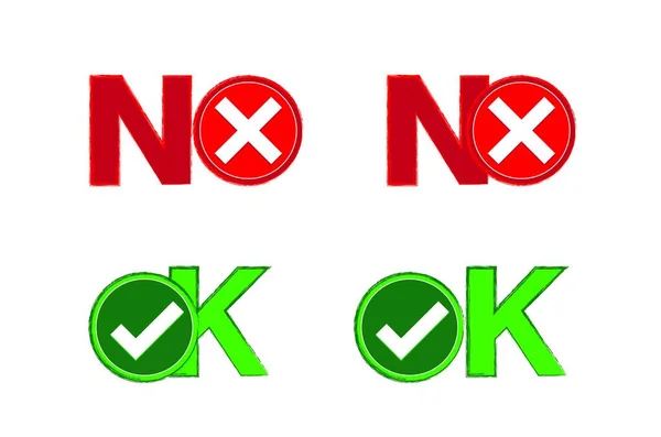 NoとOkのサイン Check Mark Sign — ストックベクタ