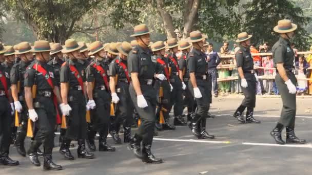 Kolkata Västra Bengalen Indien Januari 2020 Mörkt Klädda Gorkha Regemente — Stockvideo