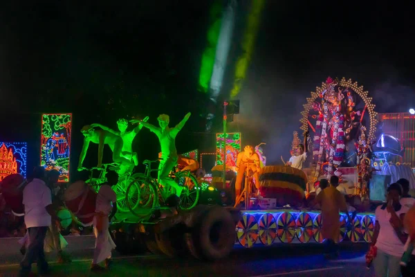 Kolkata Nyugat Bengál India 2017 Október Durga Puja Karnevál Vörös — Stock Fotó