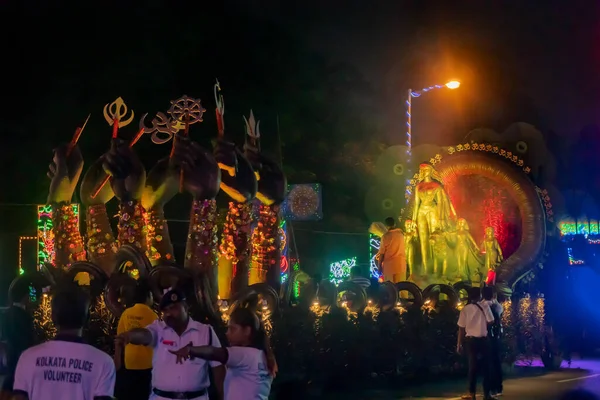 Kolkata West Bengalen India Oktober 2017 Durga Puja Carnaval Red — Stockfoto