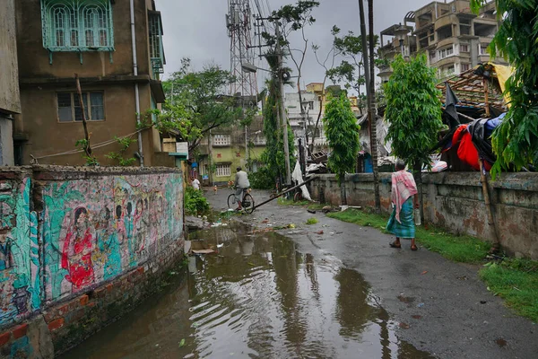 Howrah West Bengalen India Mei 2020 Rain Water Logged Road — Stockfoto