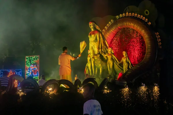 Kolkata Batı Bengal Hindistan Ekim 2017 Kızıl Yol Daki Durga — Stok fotoğraf