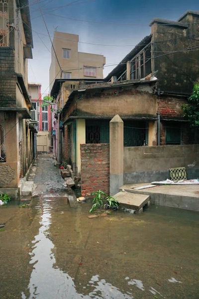 Howrah, West Bengal, India - 21st May 2020 : Rain water logged road, due to Super cyclone Amphan. The devastation has made many damages to West Bengal state.