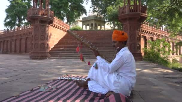 Jodhpur Rajasthan Índia Outubro 2019 Rajasthani Artista Música Folclórica Masculina — Vídeo de Stock