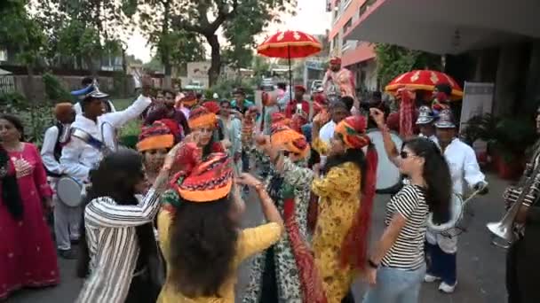 Джодхпур Раджастан Индия Октября 2019 Года Празднование Синди Брак Отеле — стоковое видео