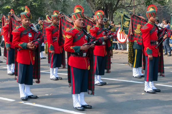 Kalkutta Westbengalen Indien Januar 2020 Offiziere Der Indischen Armee Marschieren — Stockfoto