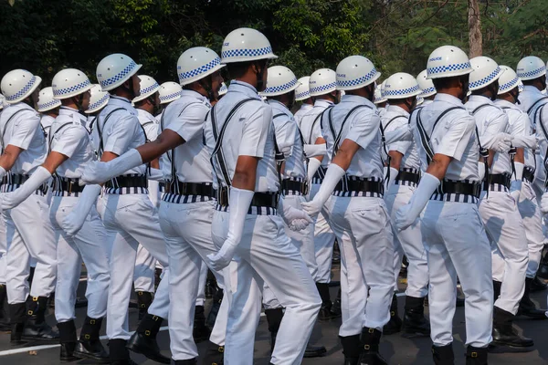 Kolkata West Bengal India Gennaio 2020 Marh Passato Agenti Polizia — Foto Stock