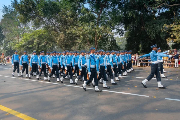 Kolkata West Bengalen India Januari 2020 Indiase Militairen Marcheren Morgens — Stockfoto