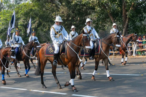 Kolkata Bengale Occidental Inde Janvier 2020 Des Officiers Police Cheval — Photo