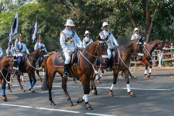 Kolkata Westbengalen Indien Januar 2020 Offiziere Der Kolkata Mounted Police — Stockfoto