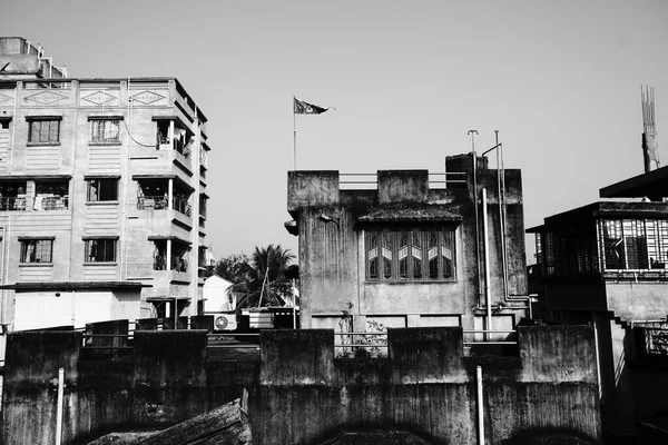 Howrah Nyugat Bengál India 2020 Június Lakóépületek Fekete Fehérben Reggel — Stock Fotó