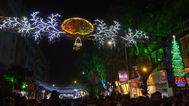 2017 Kolkata West Bengal 2018 시민들이 크리스마스 기념행사를 조명을 밝히며 — 비디오