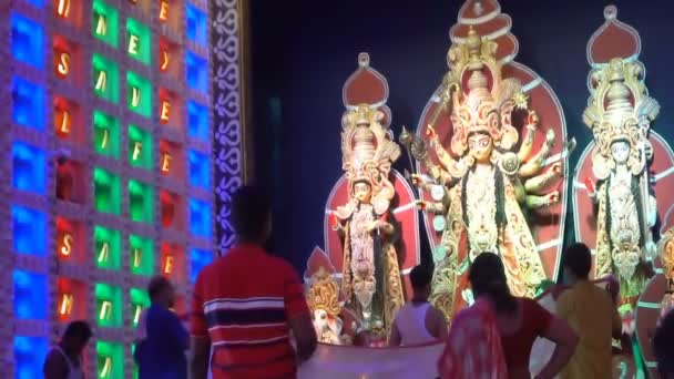 Howrha Västbengalen Indien Oktober 2019 Hindu Brahmin Präster Matar Gudinnan — Stockvideo