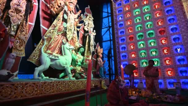 Хаура Западная Бенгалия Индия Октября 2019 Года Индуистка Дующая Шакхом — стоковое видео