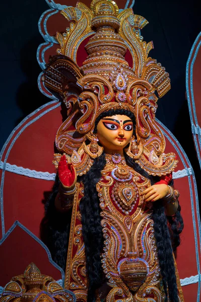 Diosa Laxmi Festival Durga Puja Por Noche Disparo Bajo Luz — Foto de Stock