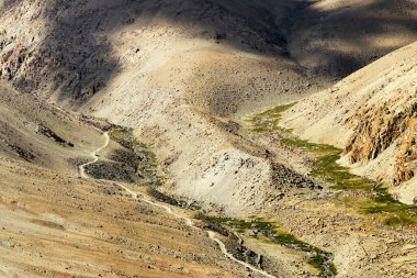 Himalaya kayası üzerinde ladakh manzarası, ışık ve gölge oyunu, Leh, Ladakh, Jammu ve Kashmir 'in güzel manzarası,