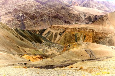 Ay 'ın güzel manzarası, Himalaya dağı arka planı, Ladakh, Jammu ve Kashmir, Hindistan. Ladakh 'ın stok fotoğrafı.
