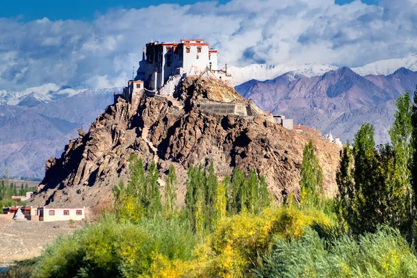 Mosteiro Stakna Com Vista Montanhistas Himalaia Templo Budista Famoso Leh — Fotografia de Stock