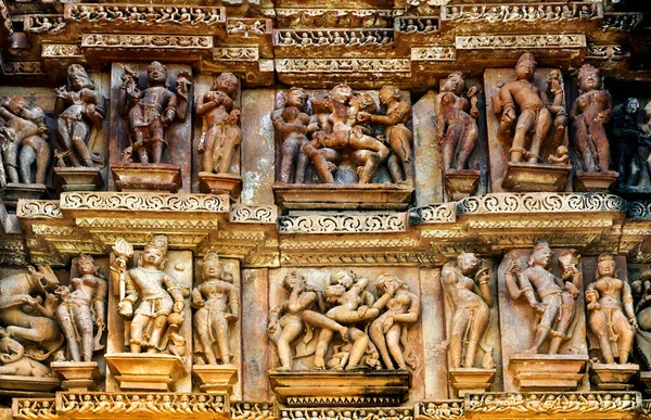 Sculture Umane Erotiche Tempio Vishvanatha Templi Occidentali Khajuraho Madhya Pradesh — Foto Stock