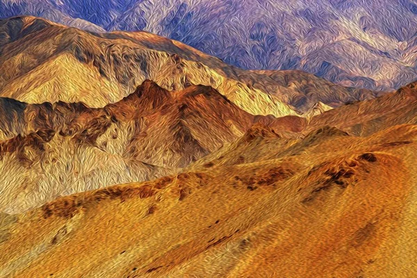 Kahverengi Renkli Kaya Taşlar Yağlı Boya Şekli Dağlar Ladakh Manzarası — Stok fotoğraf