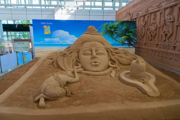 Bhubaneswar Odisha India 23Rd July 2019 Sand Sculpture Lord Shiva — Stock Photo, Image