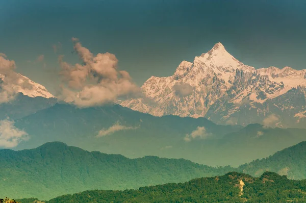 Bela Vista Cordilheira Kanchenjunga Com Primeira Luz Dia Sobre Ela — Fotografia de Stock
