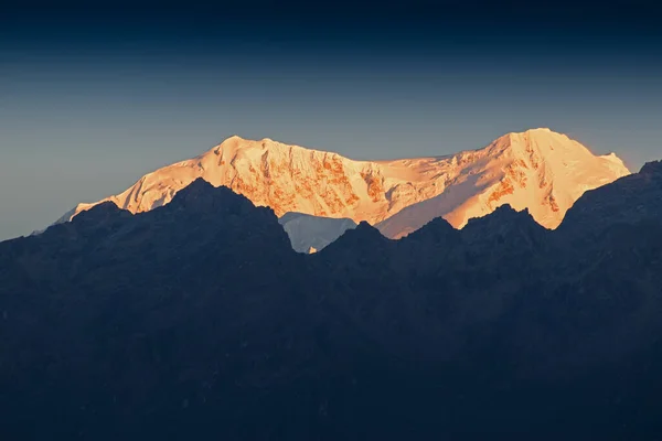Beautiful First Light Sunrise Mount Kanchenjugha Himalayan Mountain Range Sikkim — Stock Photo, Image
