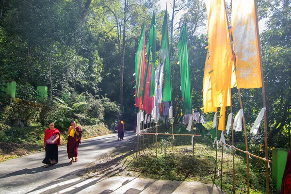 Samdruptse Sikkim Inde Octobre 2016 Des Moines Marchant Sur Route — Photo
