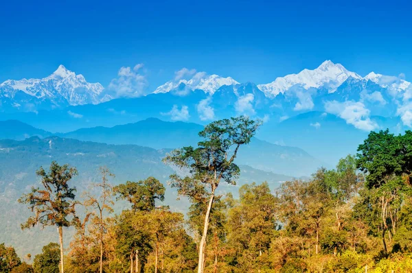 Belle Vue Sur Village Silerygaon Avec Chaîne Montagnes Kanchenjunga Arrière — Photo