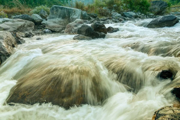 Belle Eau Rivière Reshi Qui Coule Travers Les Pierres Les — Photo