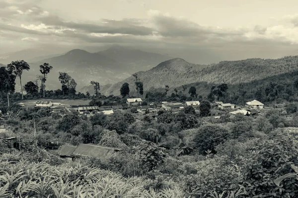 Vacker Utsikt Över Silerygaon Village Med Kanchenjunga Bergskedja Bakgrunden Morgonljus — Stockfoto