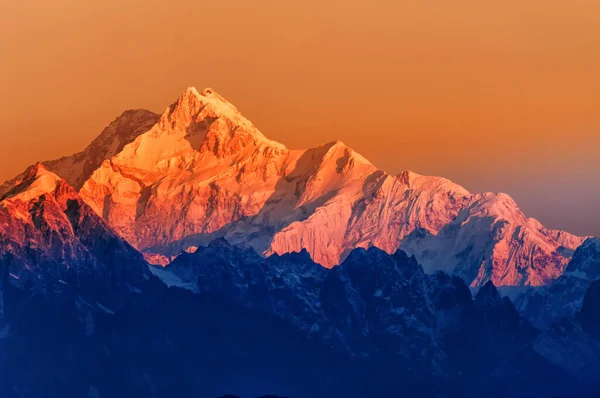 Beautiful First Light Sunrise Mount Kanchenjugha Himalayan Mountain Range Sikkim — Stock Photo, Image