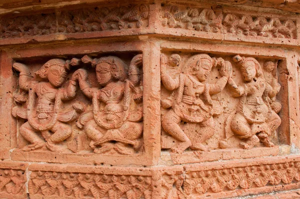 Figurinas Feitas Terracota Templo Madanmohan Bishnupur Bengala Ocidental Índia — Fotografia de Stock