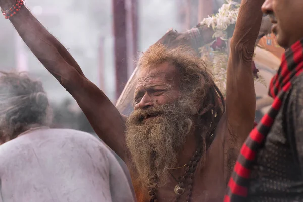 Babughat Kolkata West Bengal Índia 11Th Janeiro 2015 Sadhu Hindu — Fotografia de Stock