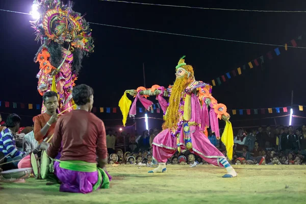 Bamnia Purulia West Bengal India December 23Rd 2015 Masked Dancers — стокове фото